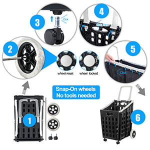 Foldable Rolling Crate with Wheels Collapsible Basket