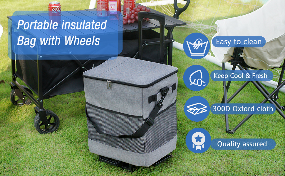 Insulated Collapsible Rolling Compact Cooler Smart Cart