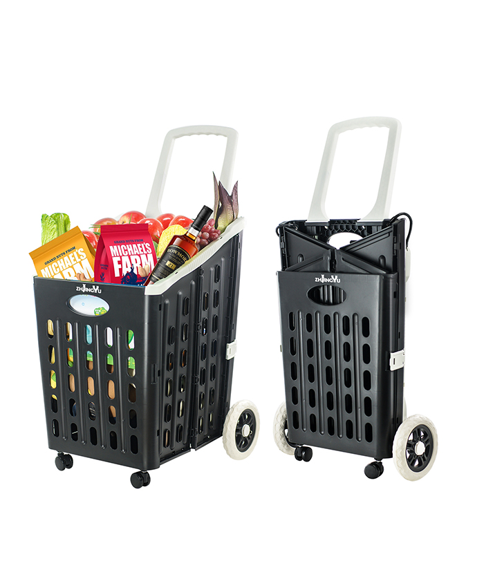 Foldable Rolling Crate with Wheels Collapsible Basket 
